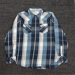 Tecovas Shirt Men XL Blue Vintage Weight Pearl Snap Western Cowboy Plaid